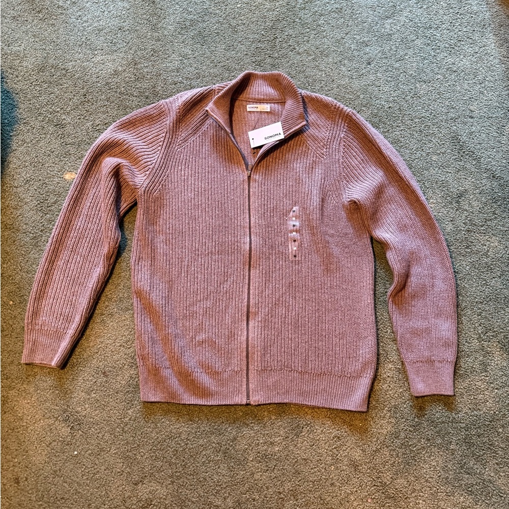 Sonoma Men's Tan/Beige Zip-Up Sweater